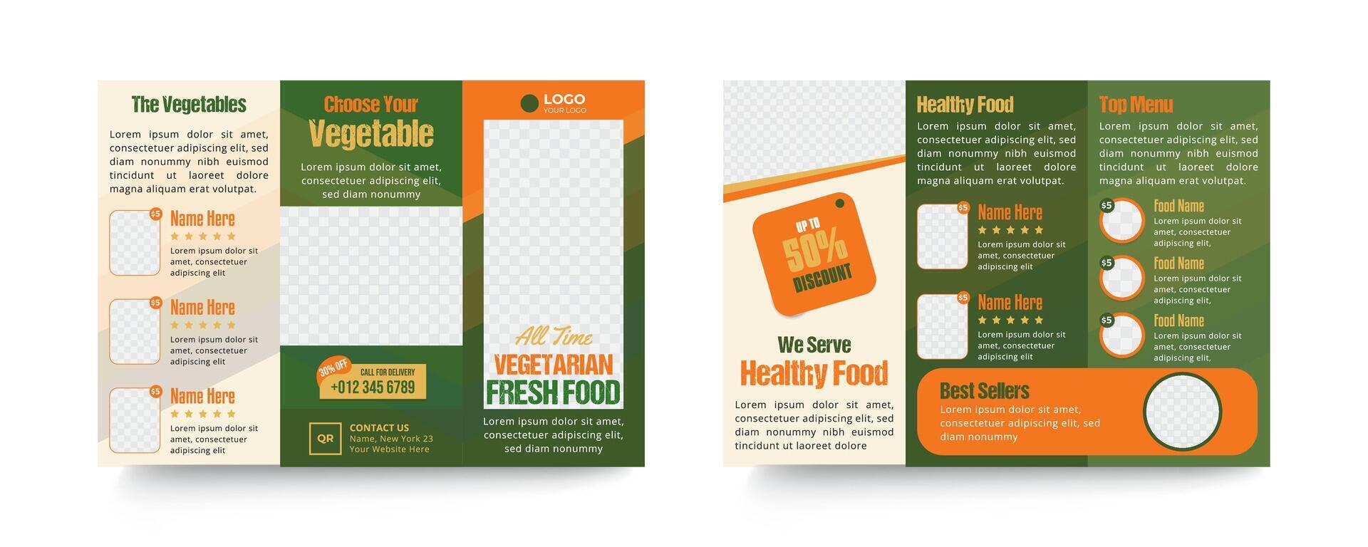 Restaurant Fresh Food Trifold Brochure Design Template vector