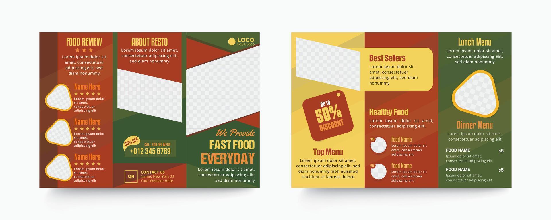 Restaurant Trifold Brochure Design Template vector