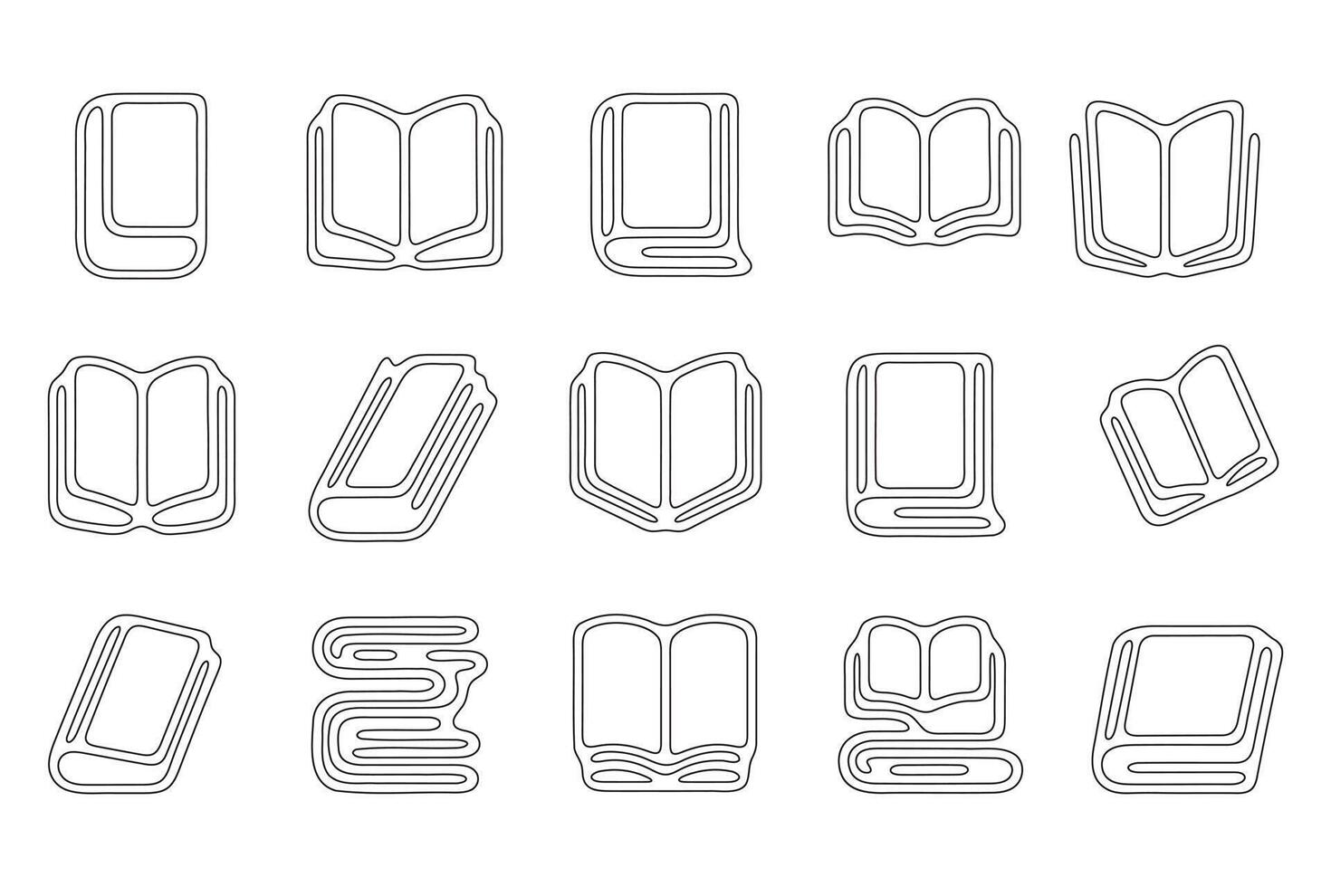 Diverse collection of book silhouettes for design projects vector