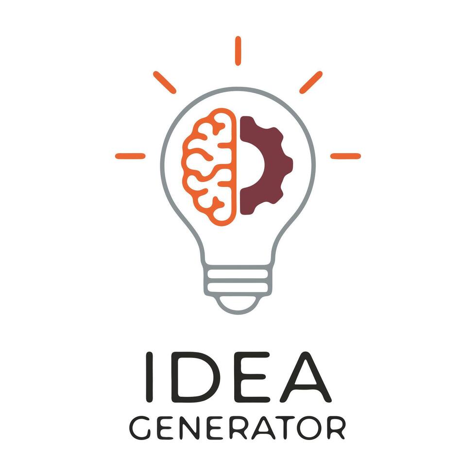 Brain gear idea generator silhouette vector