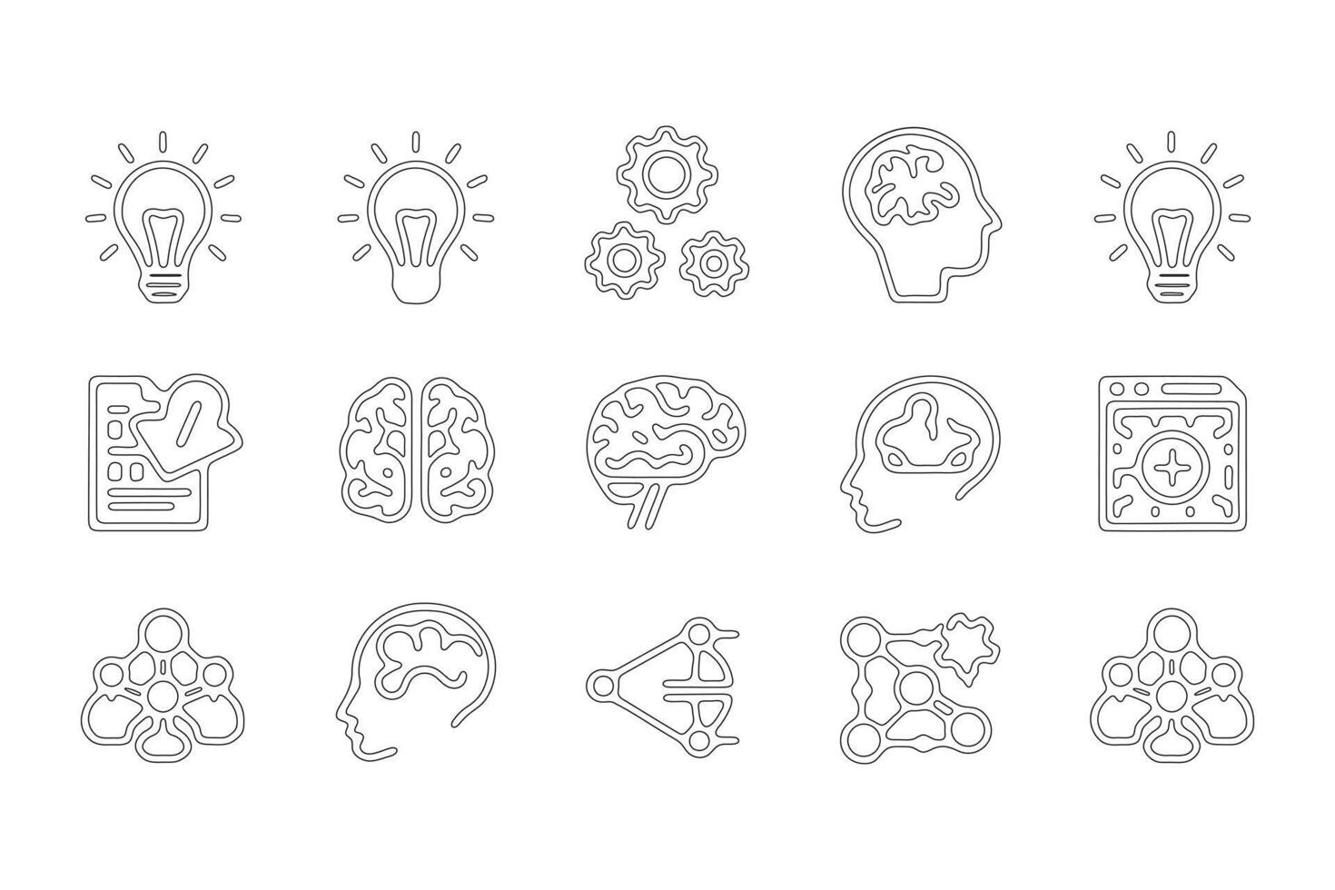 a set of icons that include a brain, light bulb, and other items vector