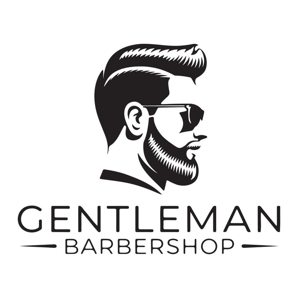 Gentleman barber shop logo silhouette vector