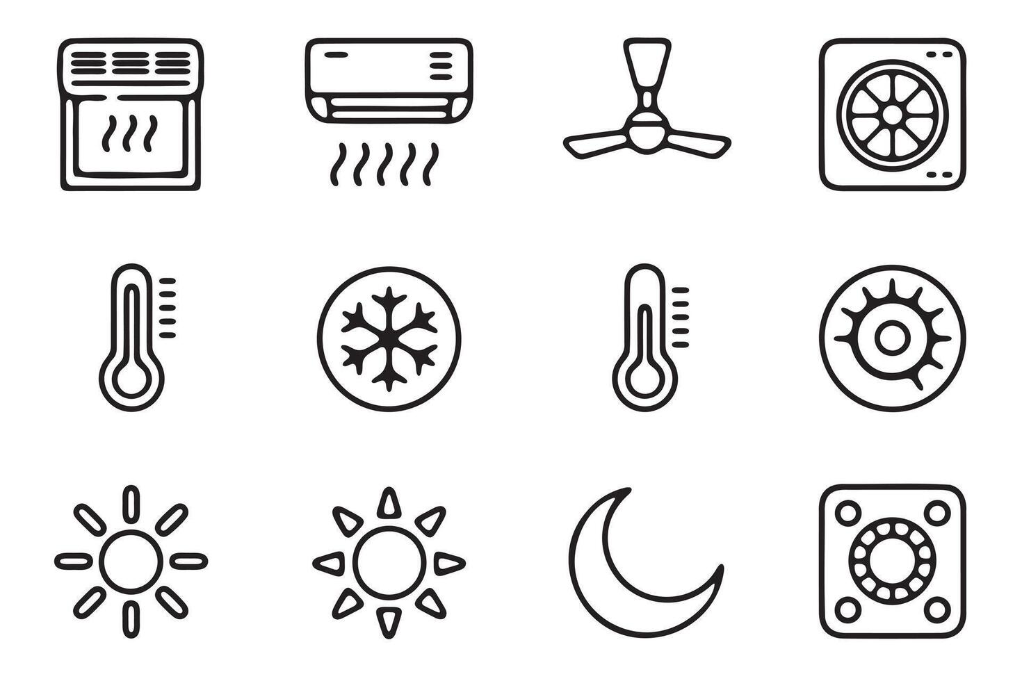 Twelve minimalist silhouette icons set silhouette vector