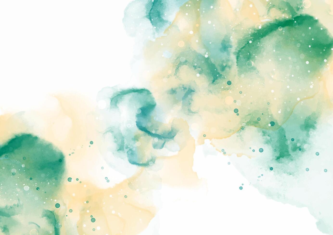 Hand painted alcohol ink background in beige and green vector