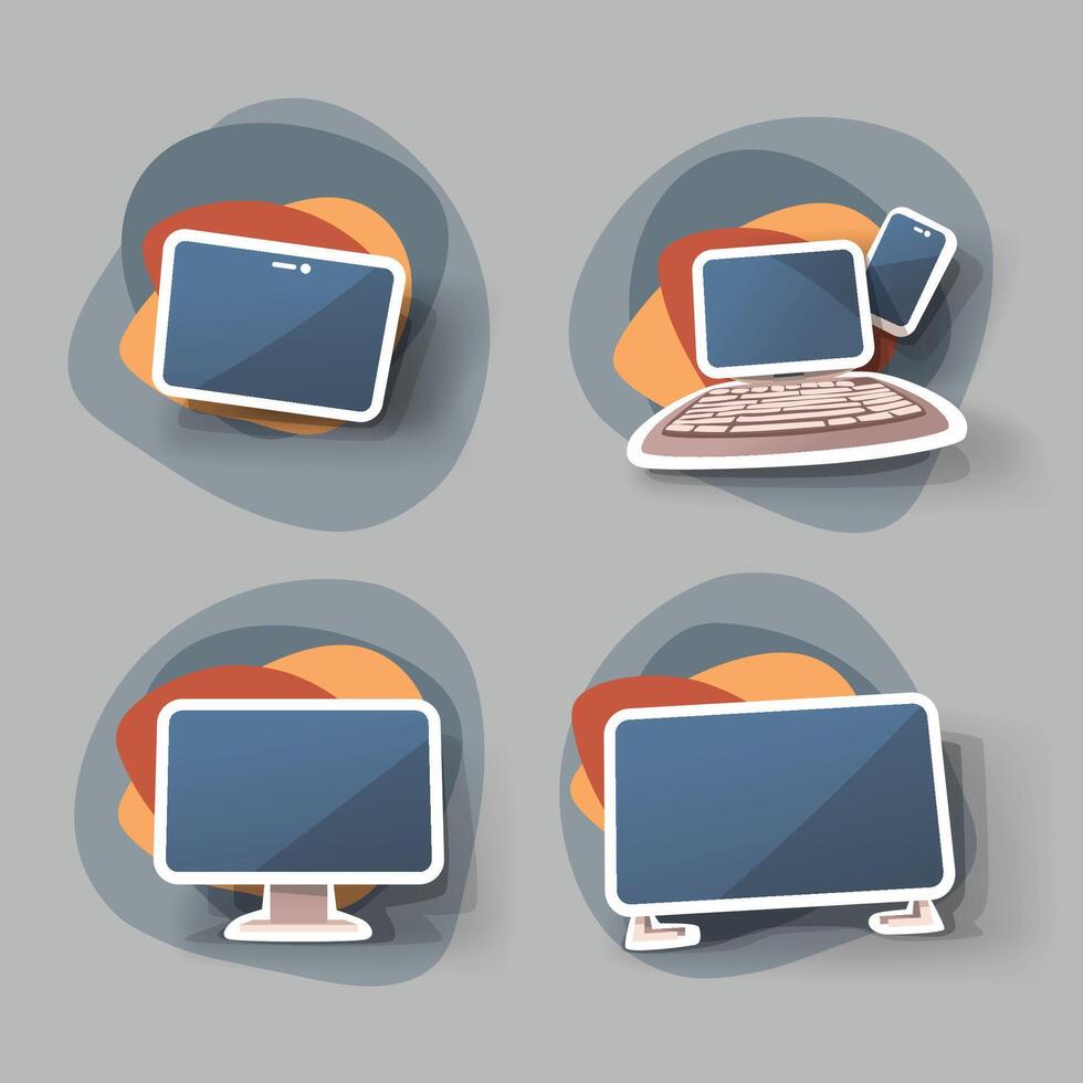 an electronic devices in set cartoon design vector