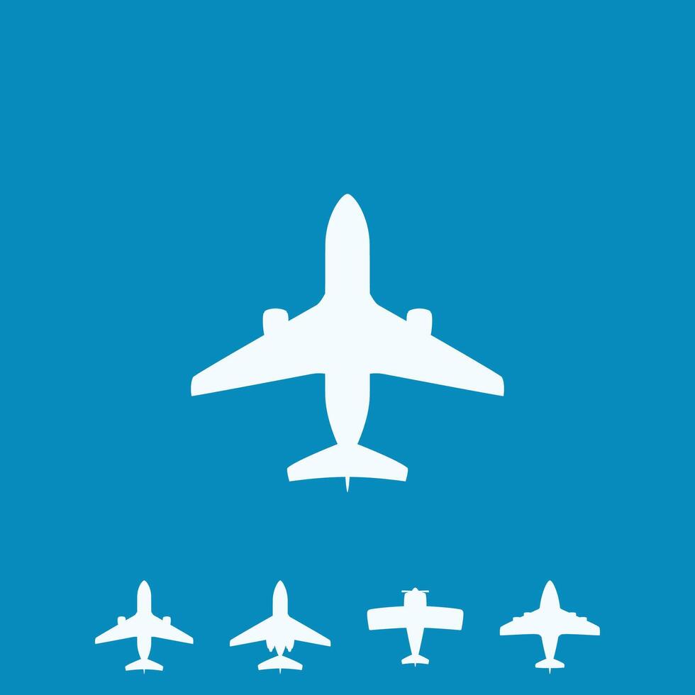 white simple airplanes as icons in set vector