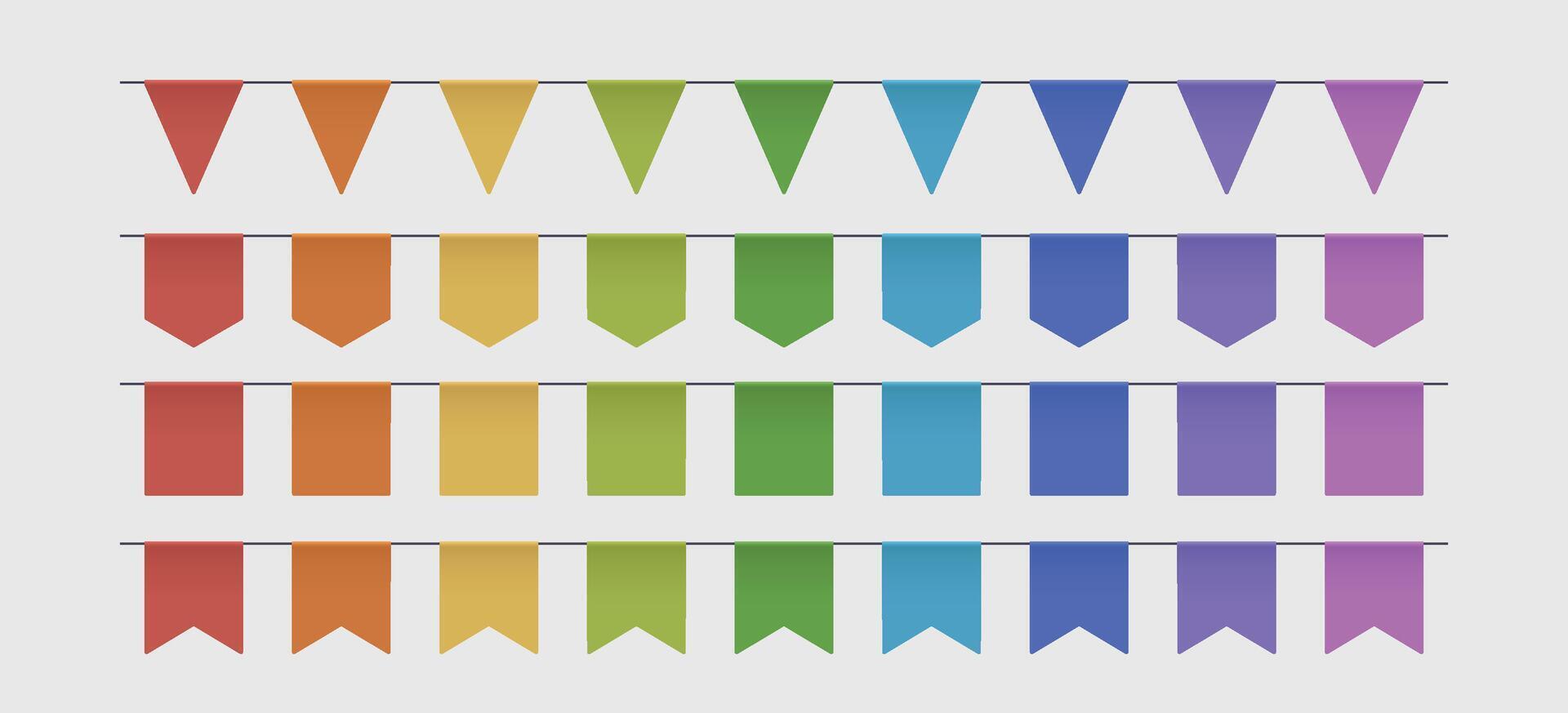 colorful party garlands various shapes in set vector