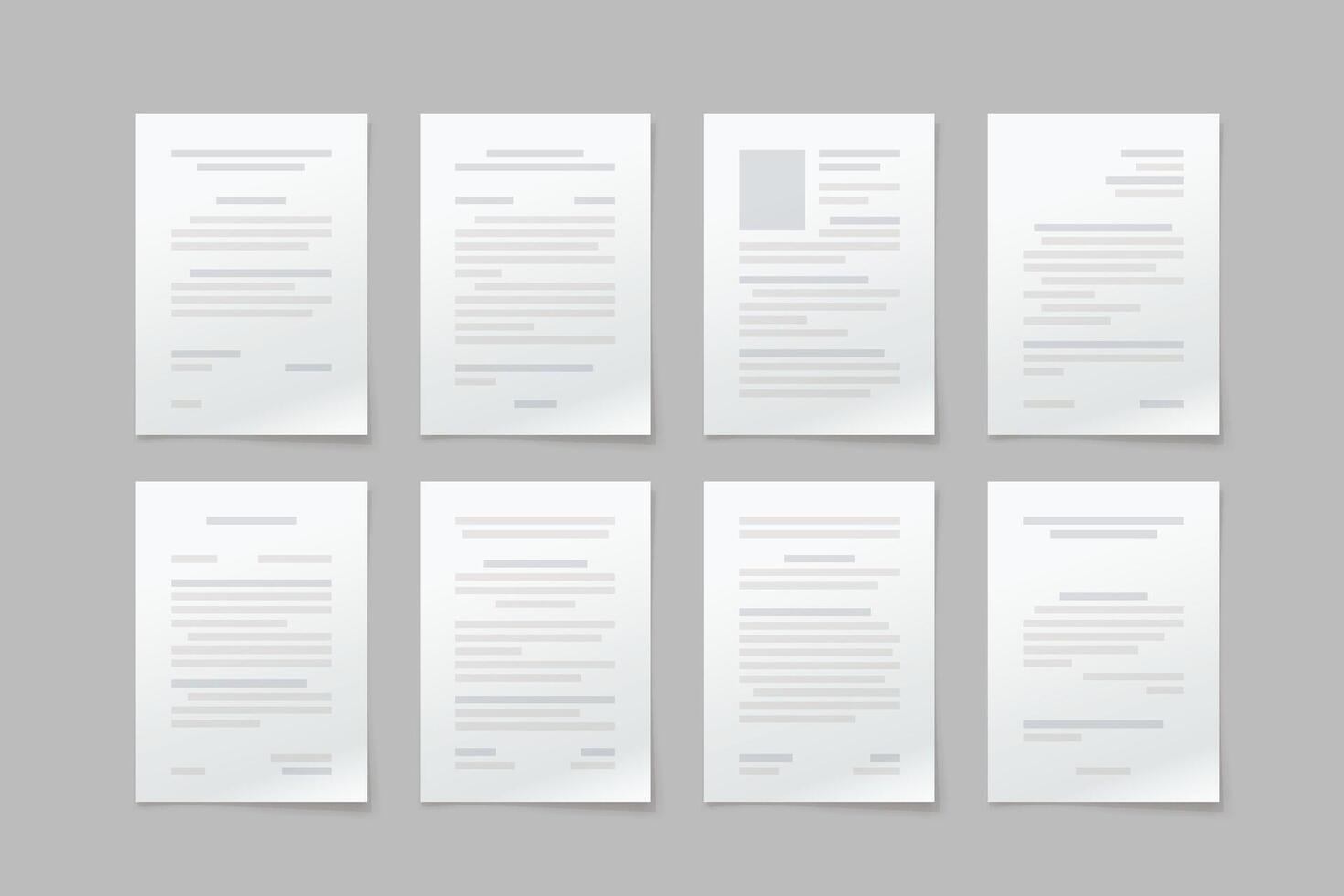 paper documents in set front view vector