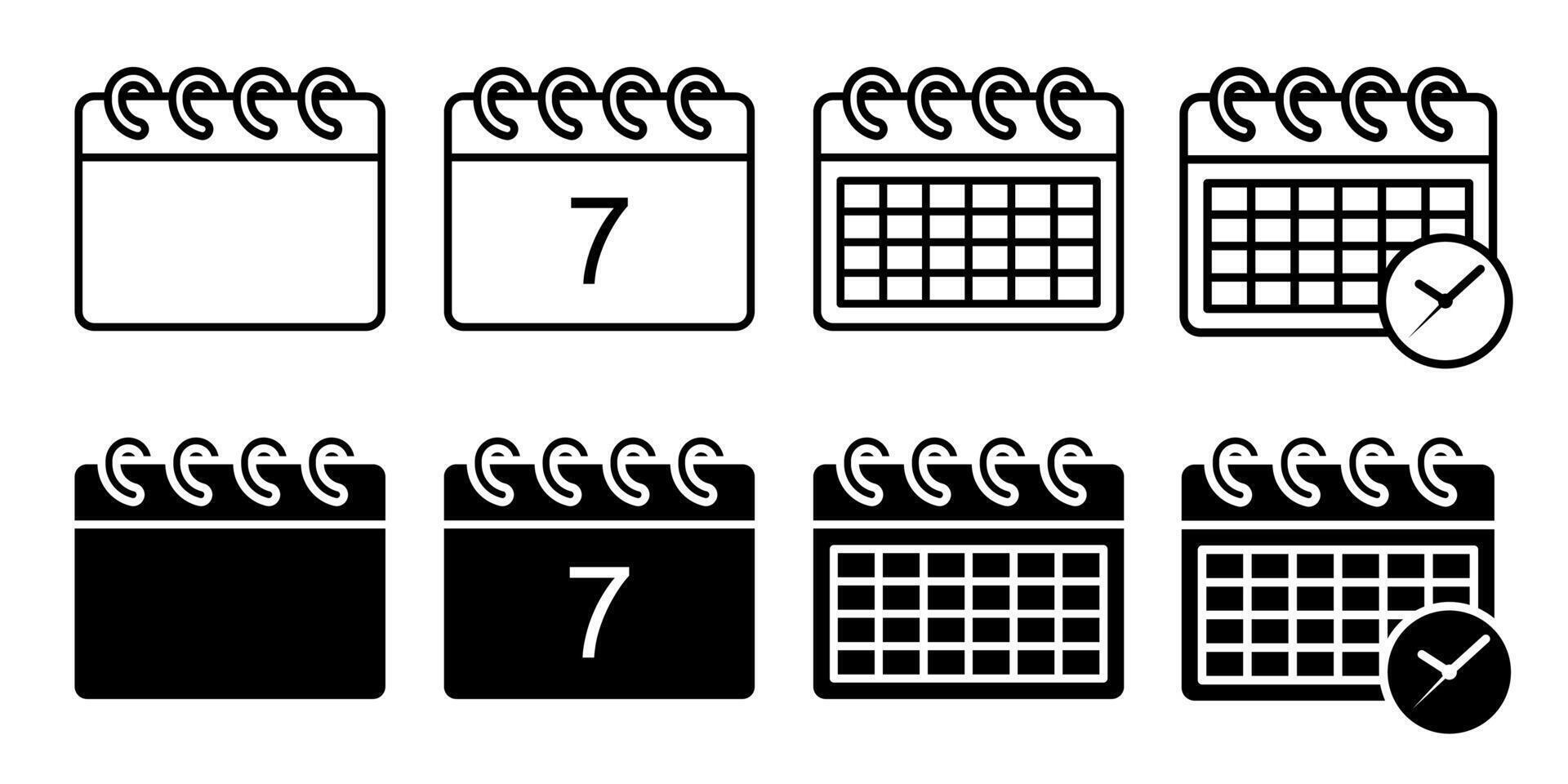 Calendars icon set. for mobile concept and web design on white background vector