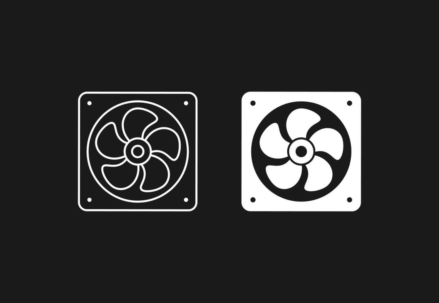 Cooling Fan device icon set f vector