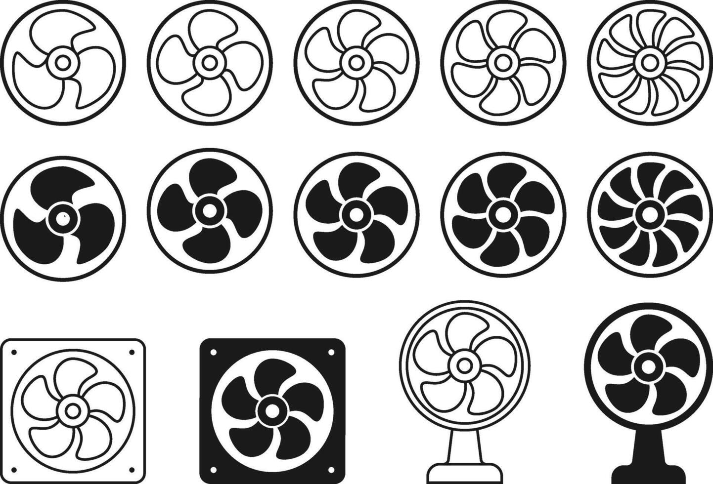 Fan icons set isolated. vector