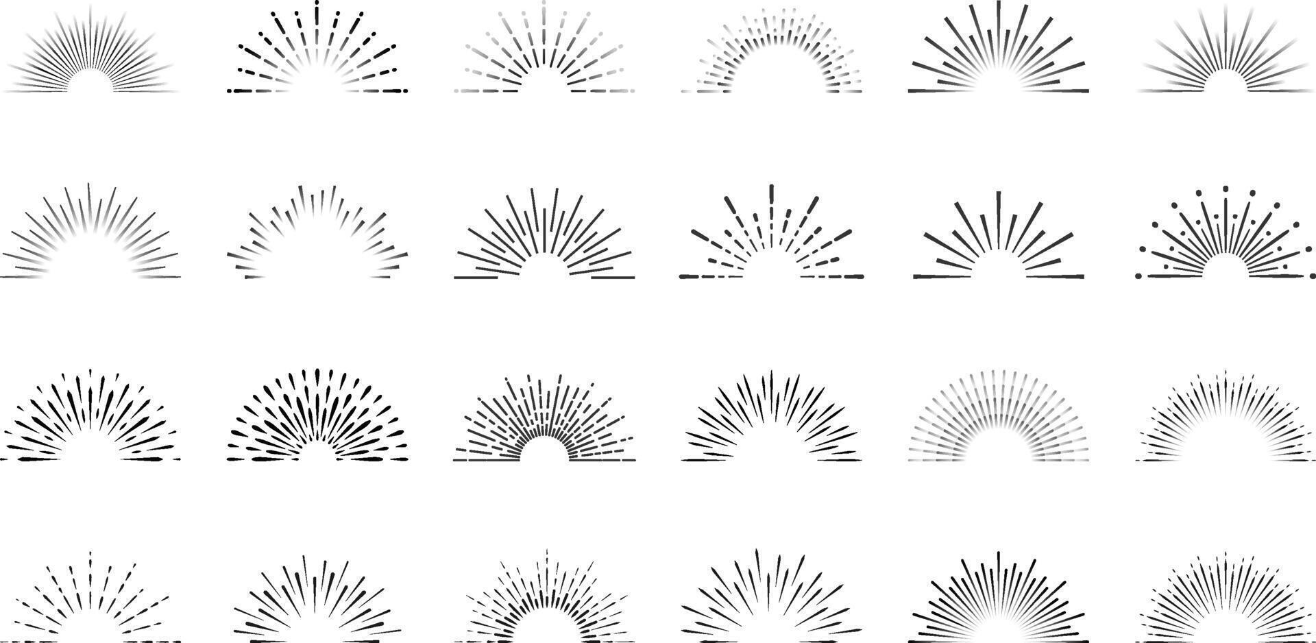 Sunburst line set vector