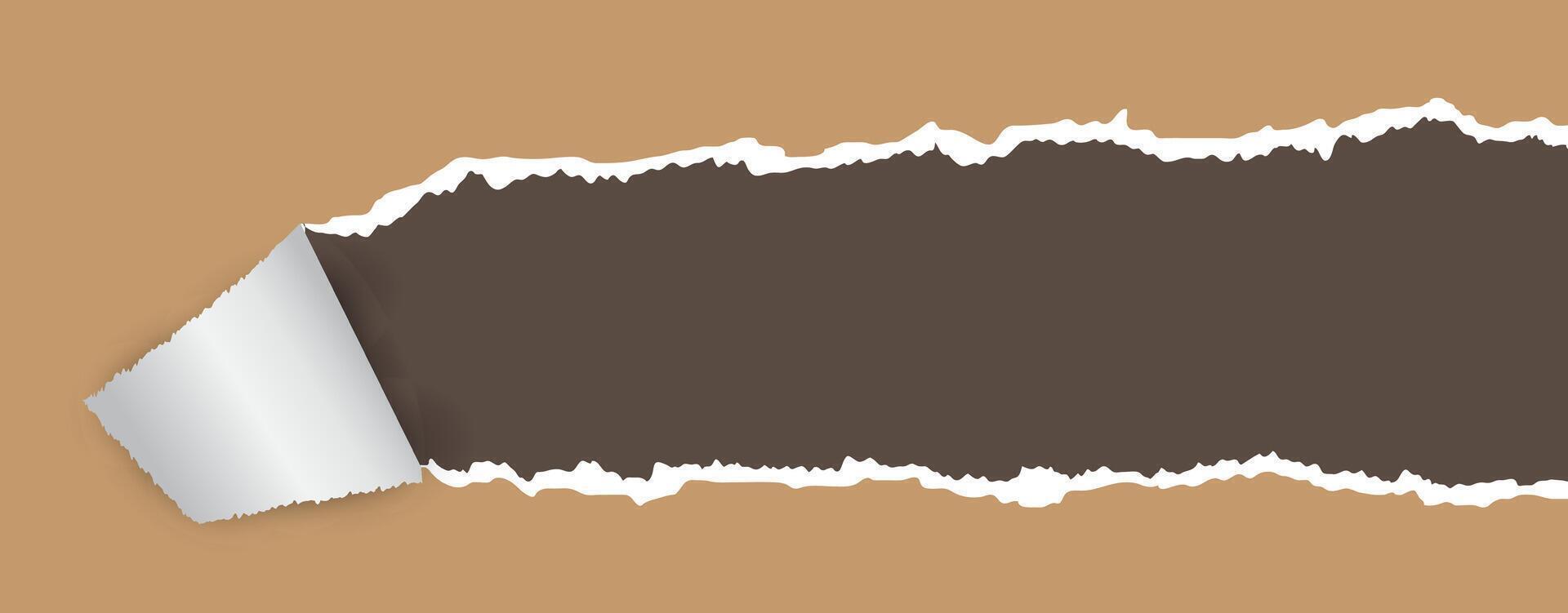brown torn paper banner template design vector
