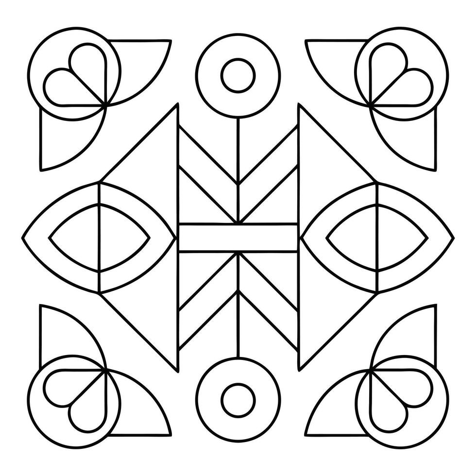 Geometric abstract black and white line art design vector
