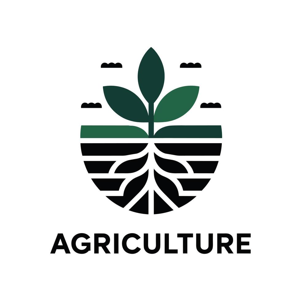 Agriculture logo design plant roots soil vector