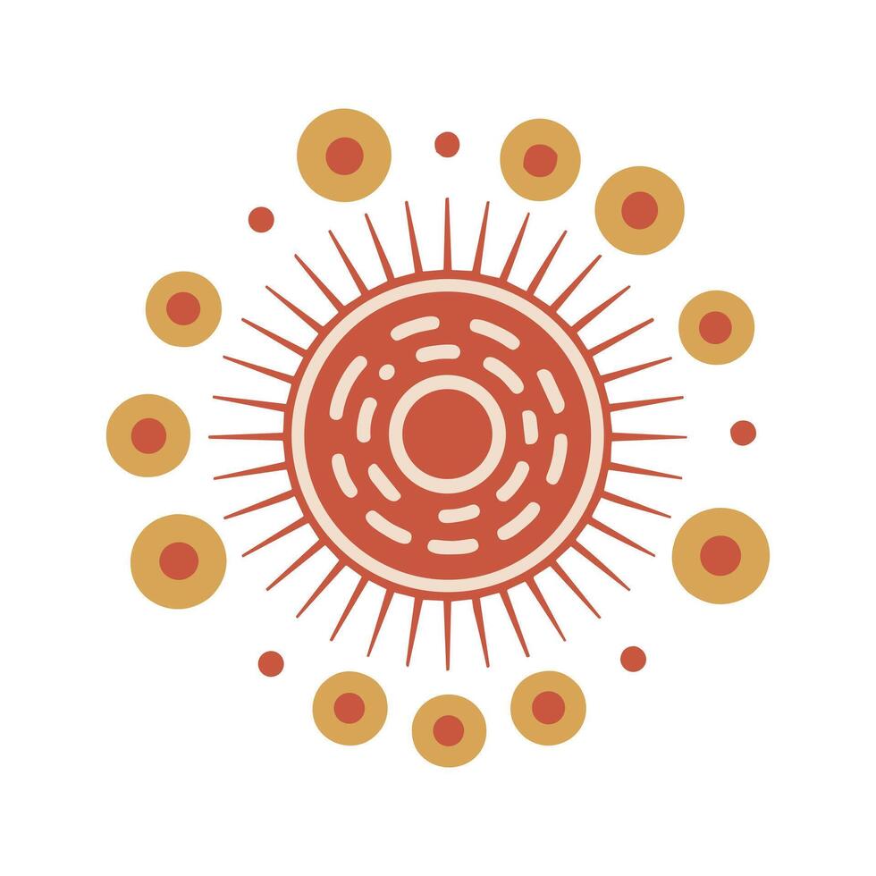 Abstract sunburst design with circles and rays vector