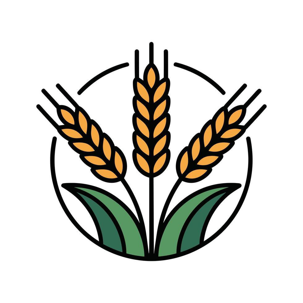 Three wheat stalks in circle design element vector