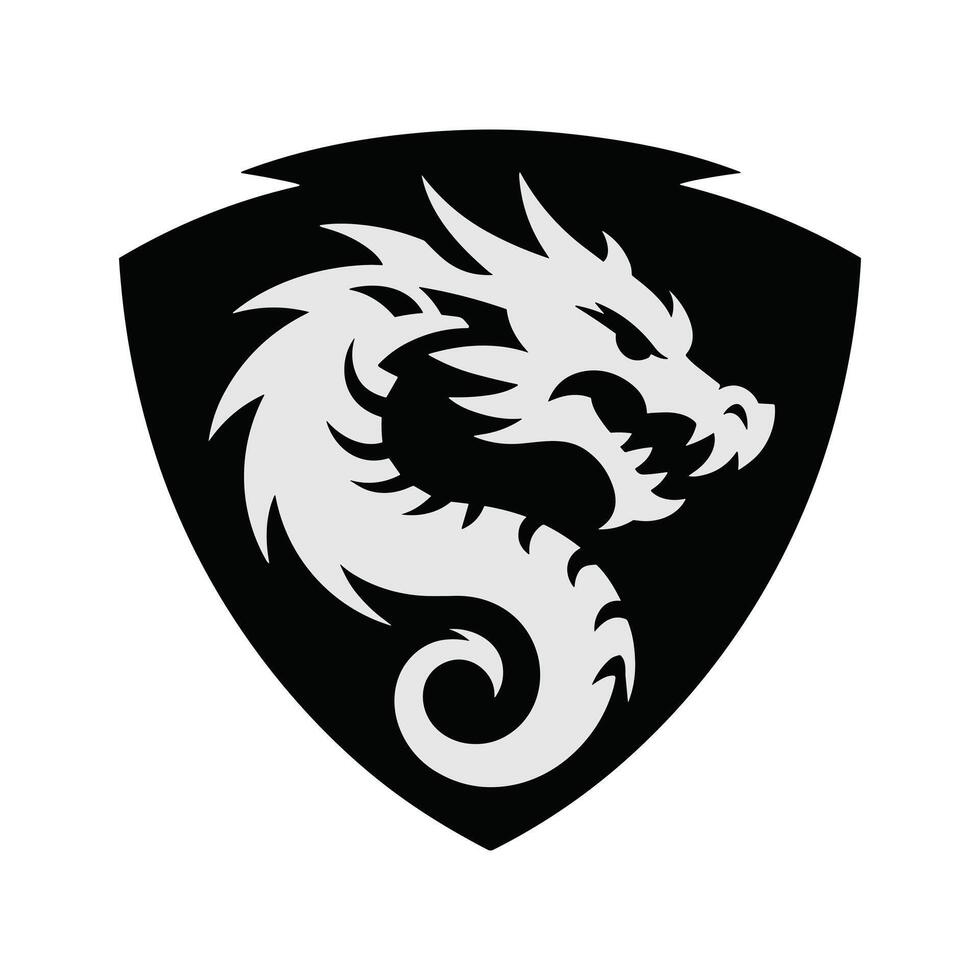 Stylized dragon crest graphic design element vector