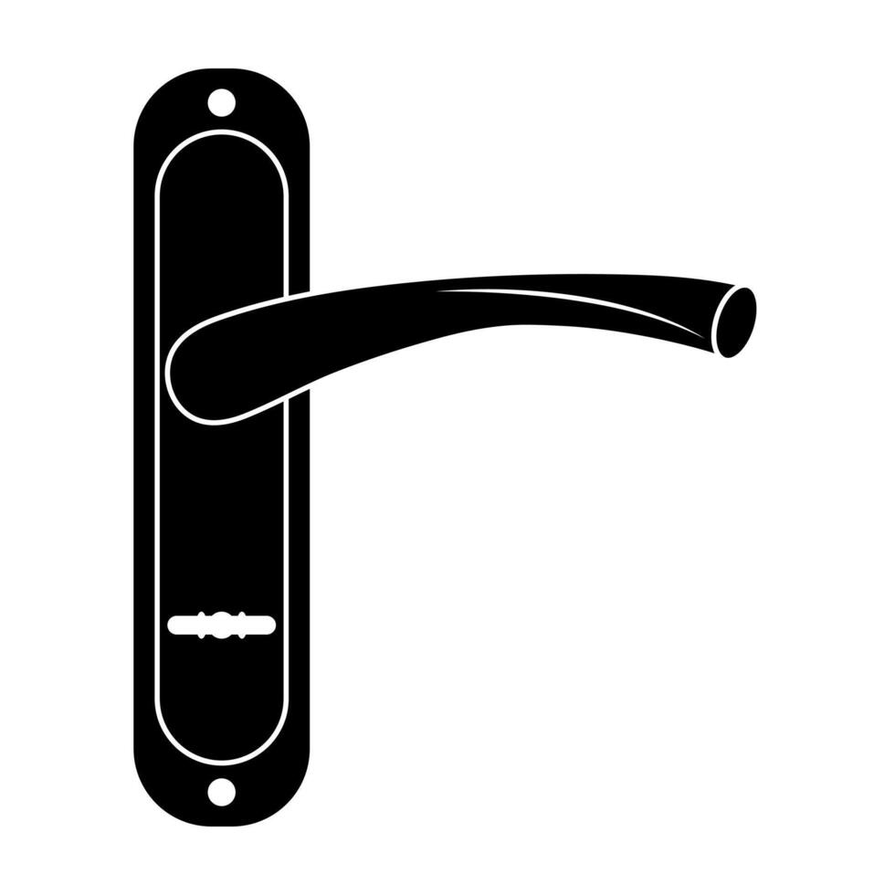 Black Door Handle Silhouette Illustration. This illustration features a sleek black door handle in a minimalistic silhouette style. vector