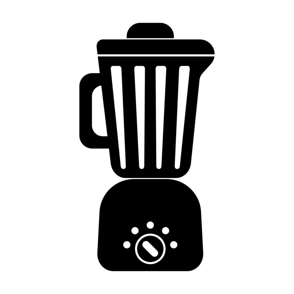 Blender Silhouette Illustration. The blender has a distinct pitcher with vertical ridges and a handle on the left side. vector