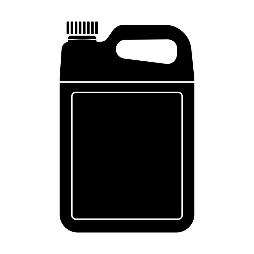 Oil Canister Silhouette Illustration. The design features a rectangular body with a screw cap at the top left and an integrated handle for carrying. vector