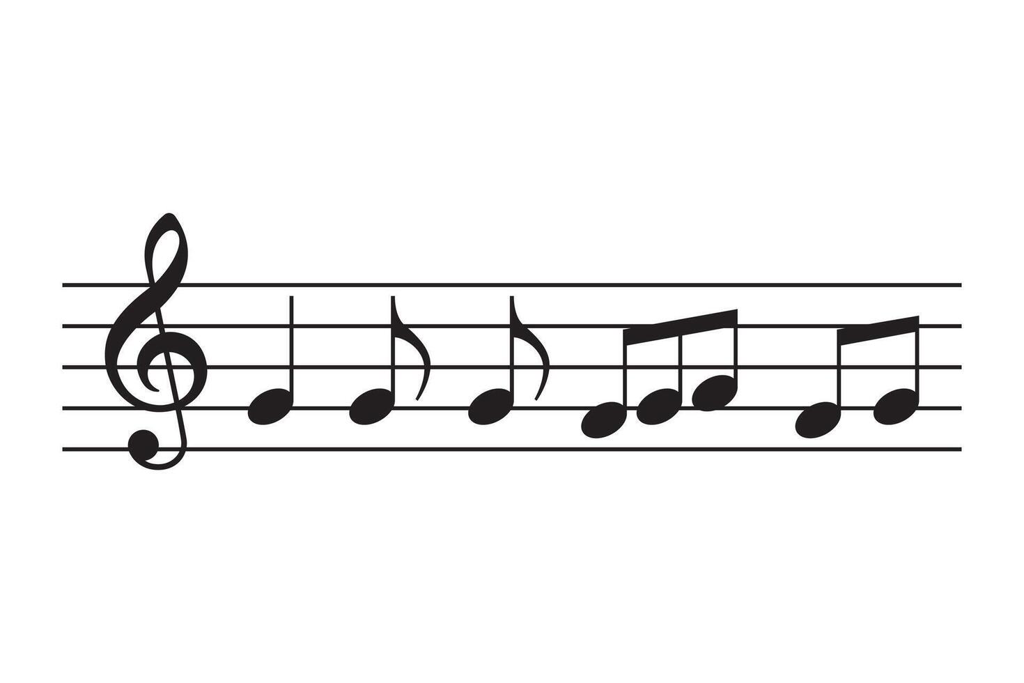 Musical Notation Treble Clef and Eighth Notes vector