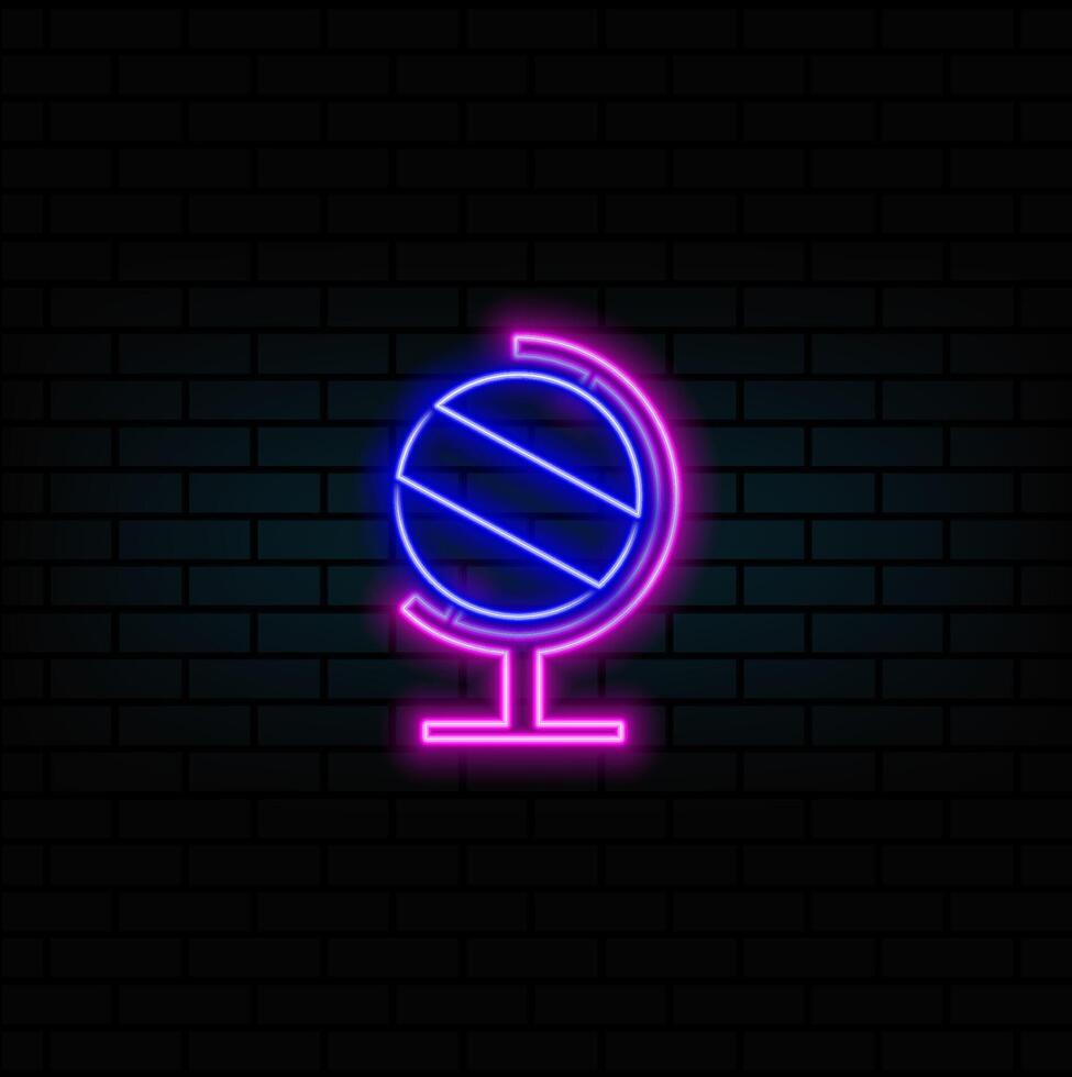 flat globe cone. neon style. illustration symbol vector