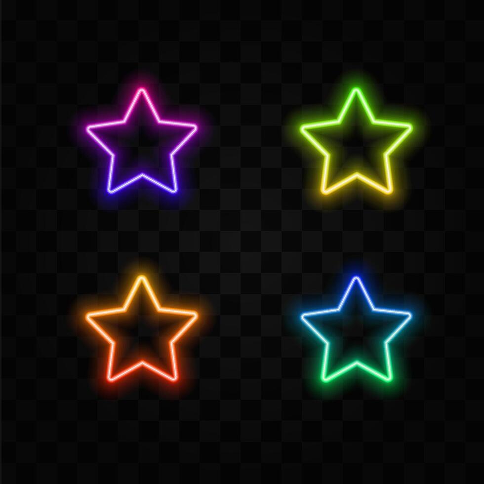 Five Point Star icon. Isolated golden star, flat symbol of classification. neon style. vector