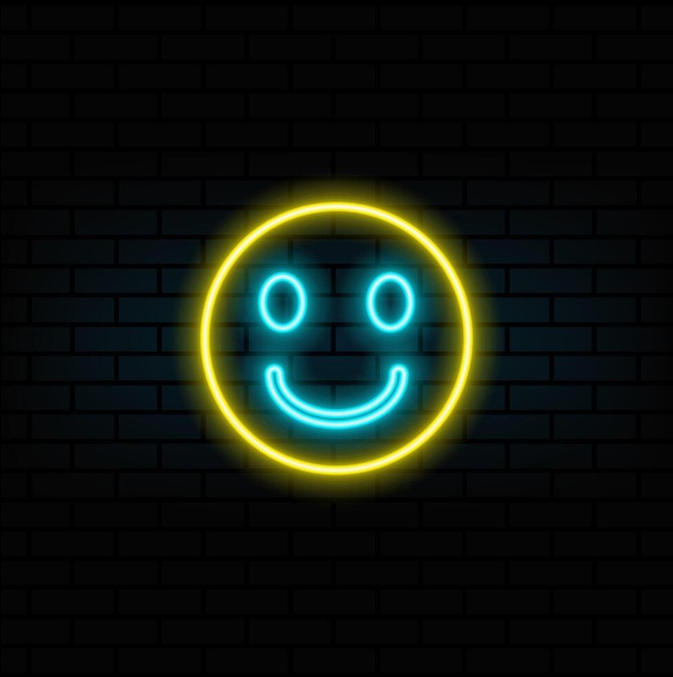 colored optimistic outlook icon. neon style. icon of smiling human face. positive attitude. mental health. well being concept vector