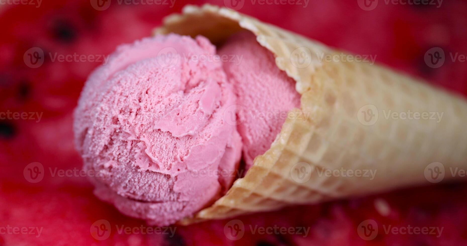 sweet watermelon ice cream and red ripe watermelon photo