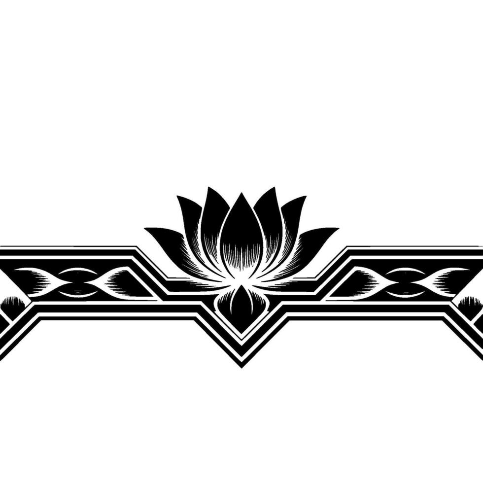 Elegant Lotus Border in Black and White vector