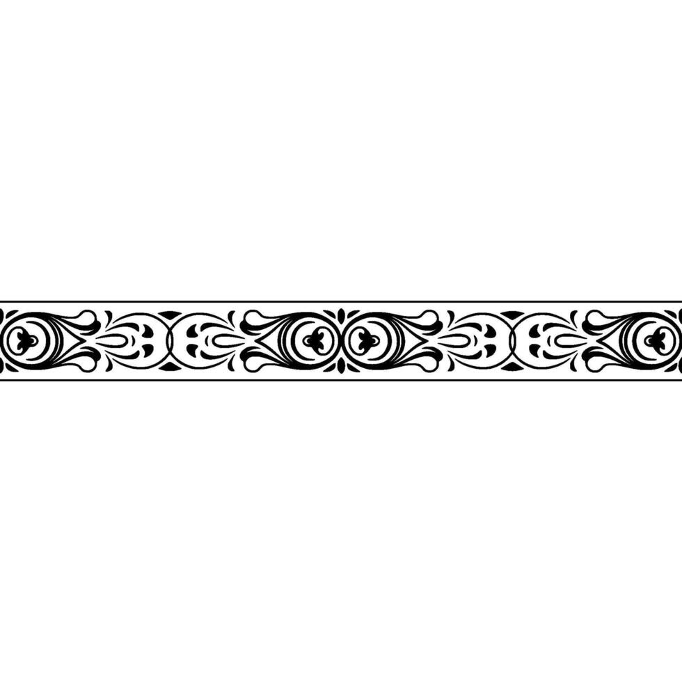 Elegant Black Scrollwork Border, Illustration on White vector