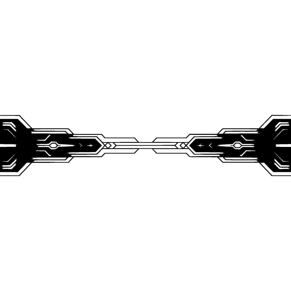 Futuristic Tech Border in Black and Silver on White Background vector