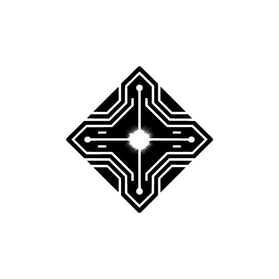 Modern Circuit Board With Geometric and Bright Glow vector