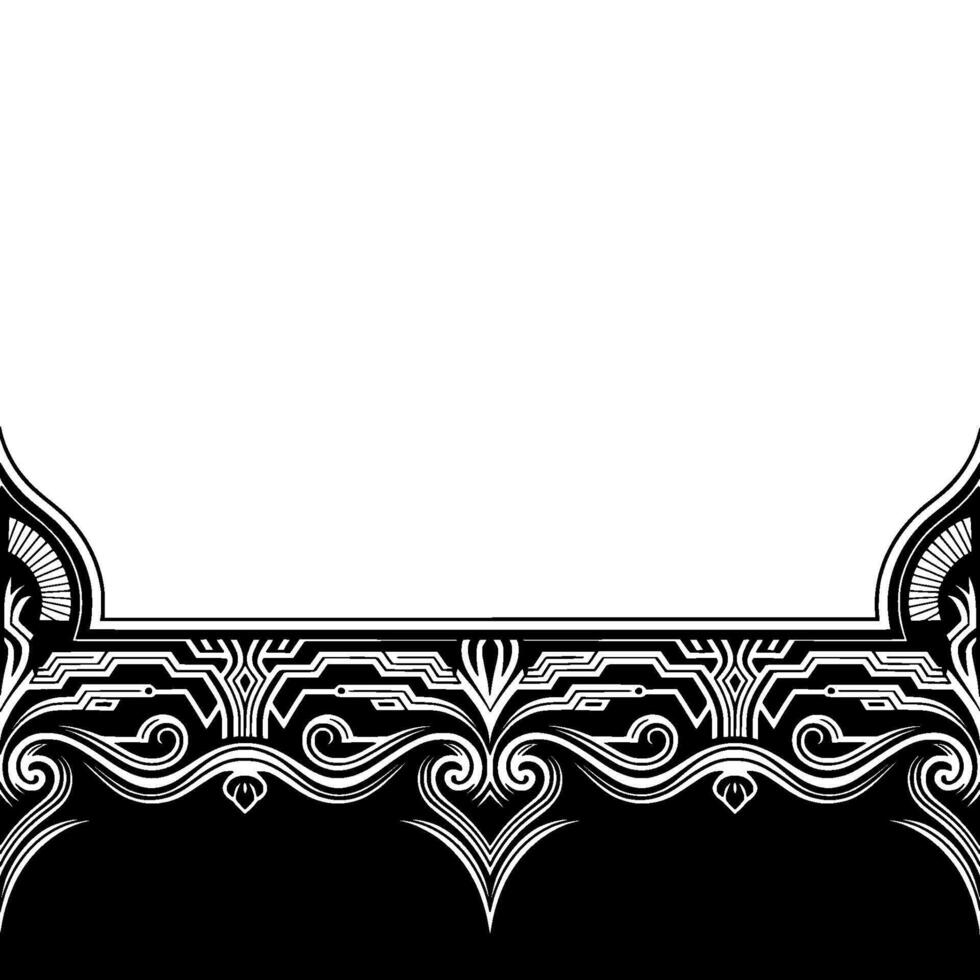 Elegant Black and White Border With Geometric and Floral Elements vector