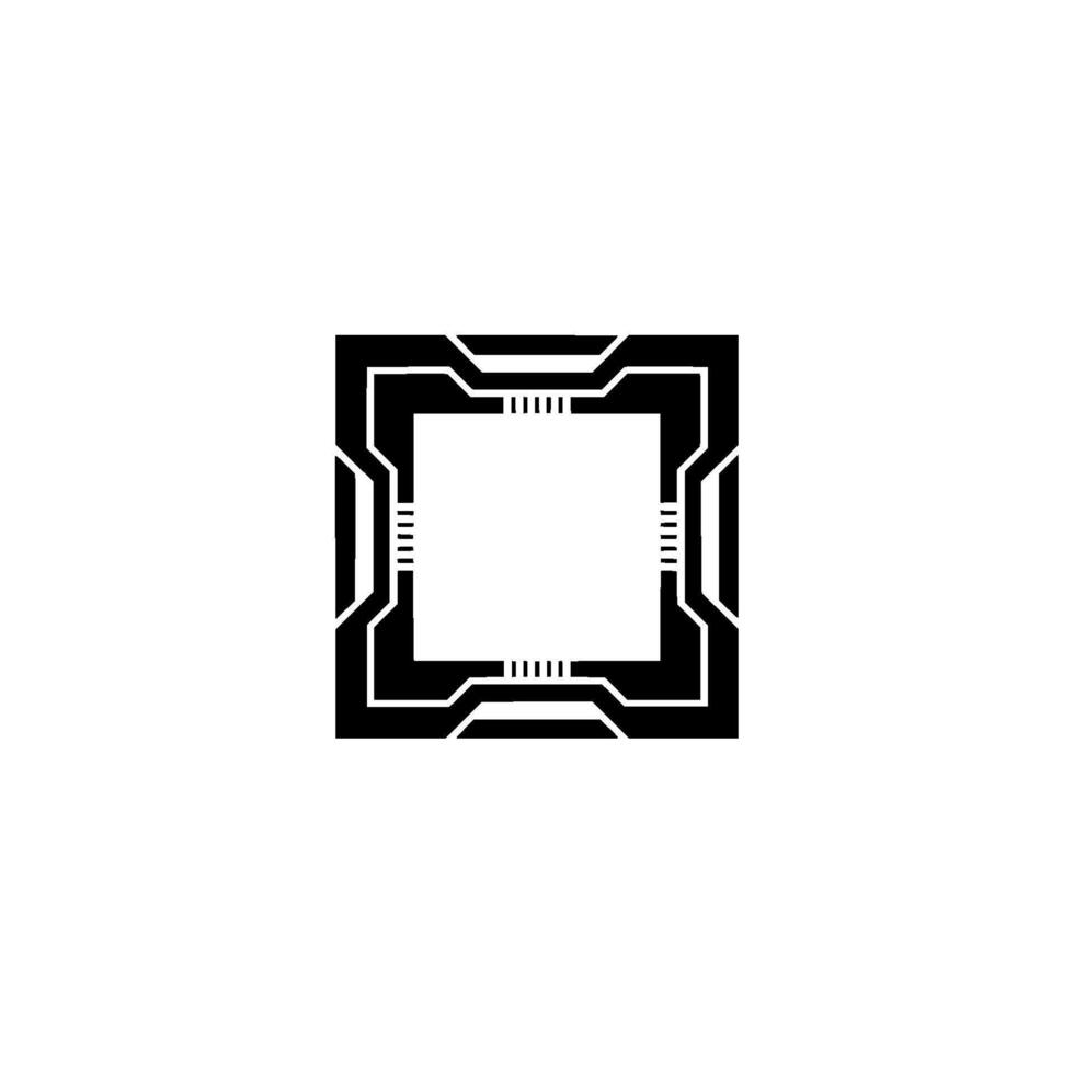 Futuristic Frame Black Geometric Tech on White vector