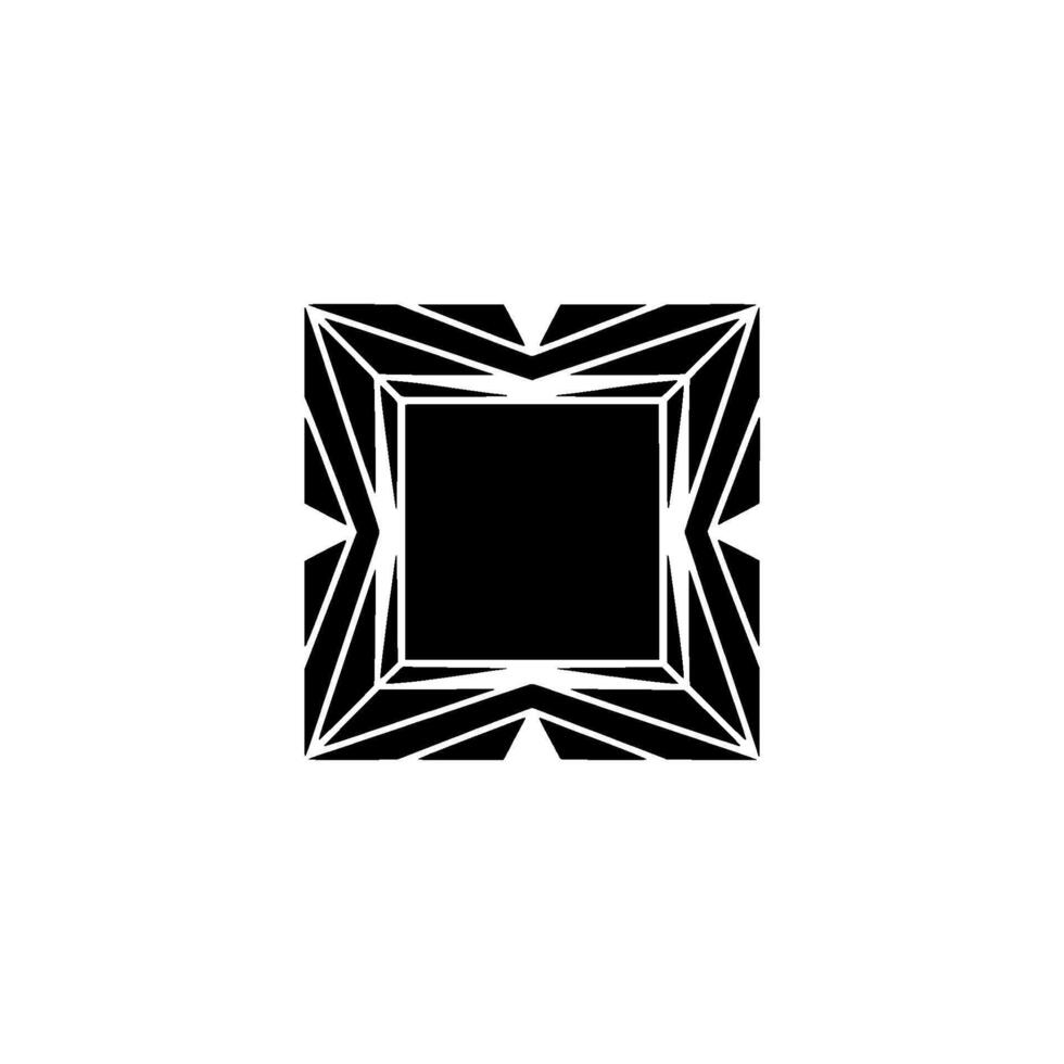 Geometric Black Square With White Frame, Minimalist vector