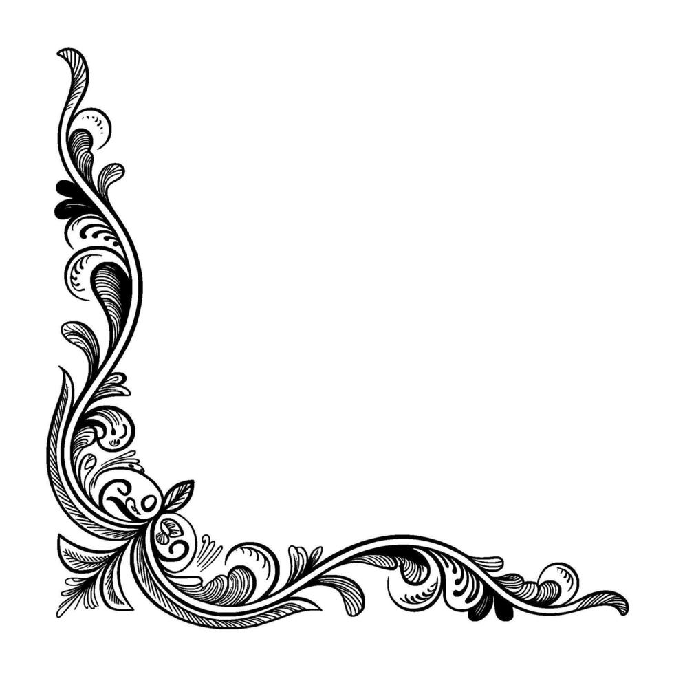 Elegant Corner Flourish Ornament on White Background vector