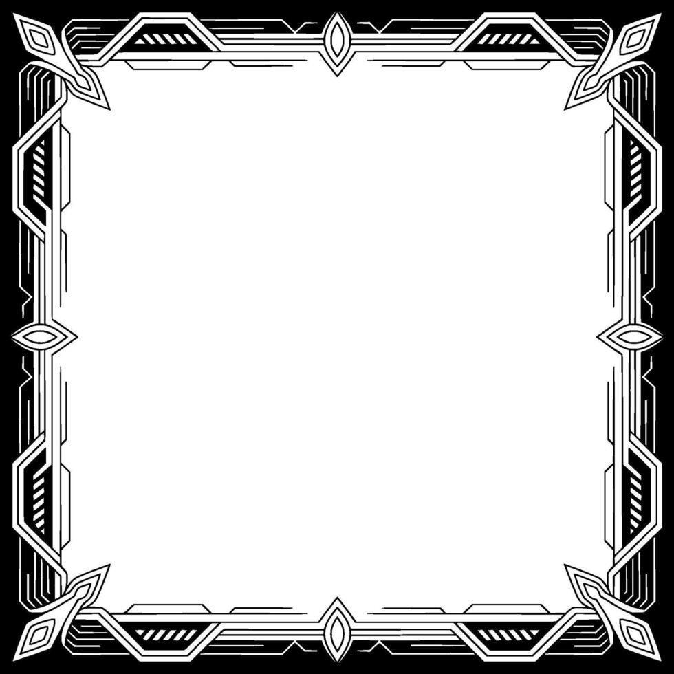 Art Deco Frame Illustration Geometric Border in Black White vector