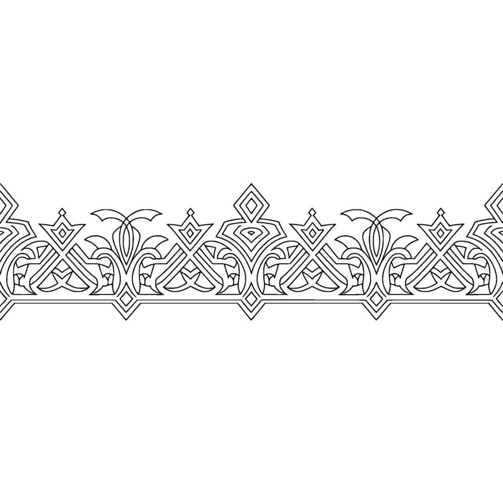 Decorative Geometric Border in Black White. Seamless Pattern. vector