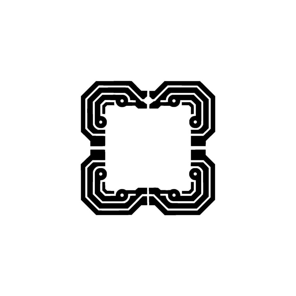 Minimalist Circuit Board Tech Concept on White vector