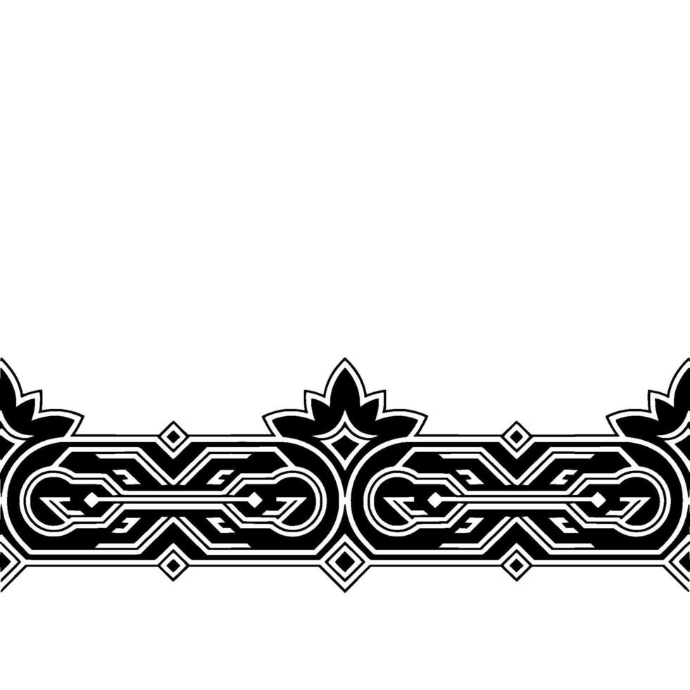 Ornate Black White Border With Repeating Geometric and Floral Elements vector