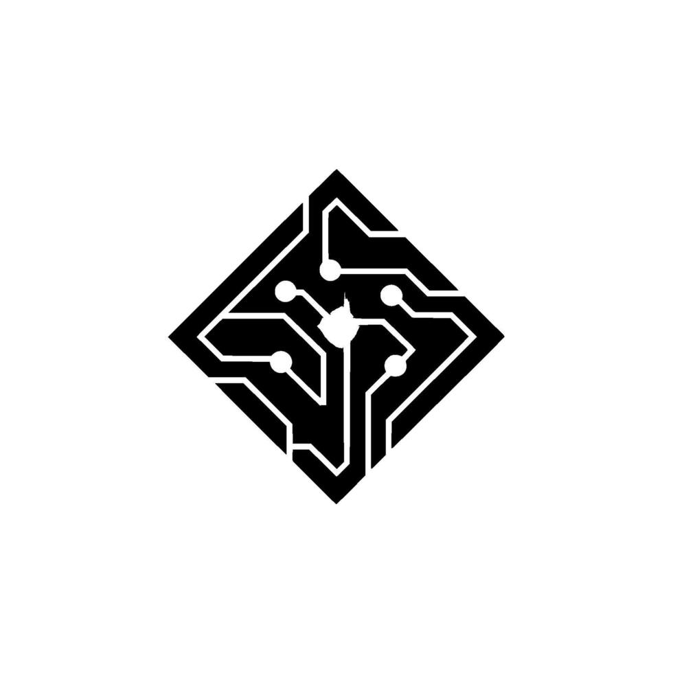 Abstract Circuit Board in a Diamond Shape, Tech Concept vector