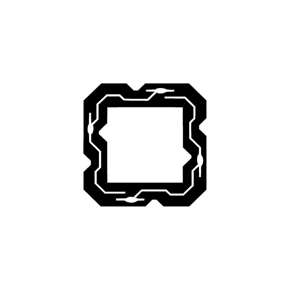 Tech Circuit Frame Minimalist Black Square vector