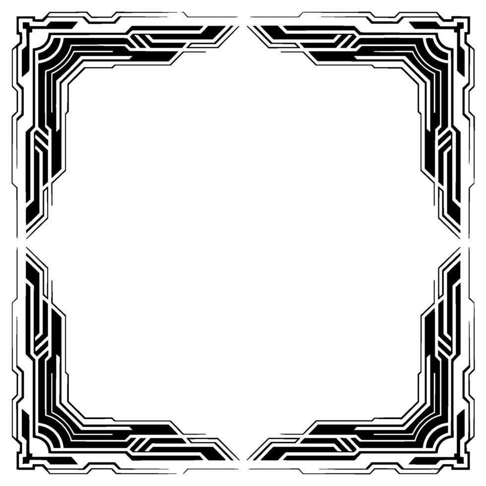 Futuristic Tech Frame Bold Black White Border for Elements vector