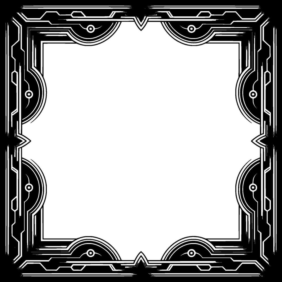 Art Deco Border Frame Silver Black, Elegant for Invitations vector