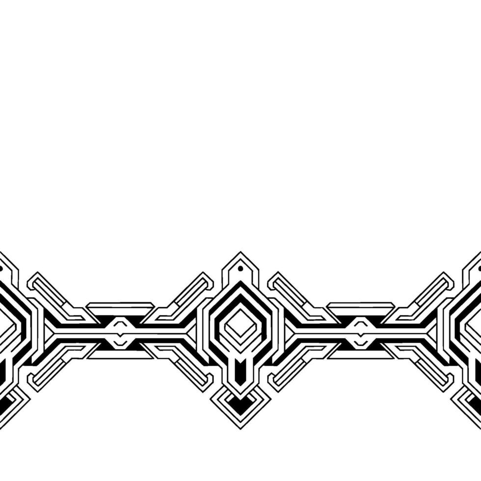 Geometric Border Black White Tech Pattern, Minimalist Style vector