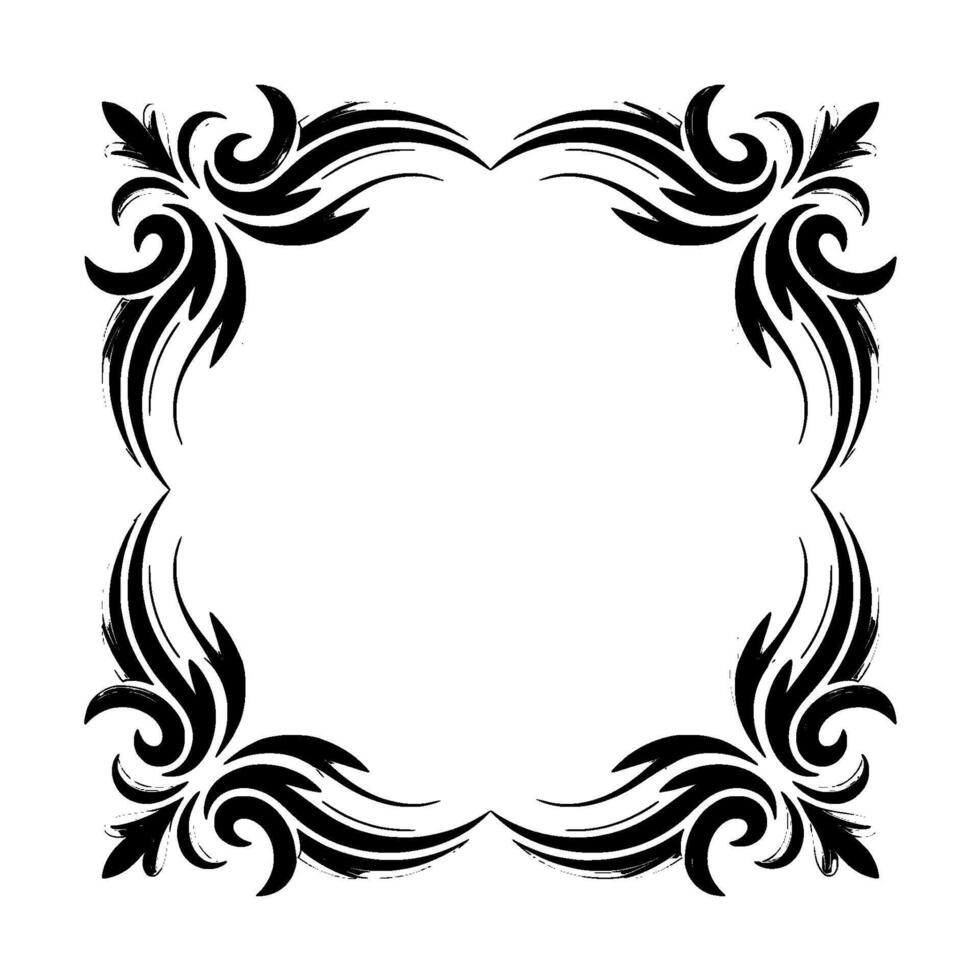 Elegant Black White Decorative Frame Border on White vector