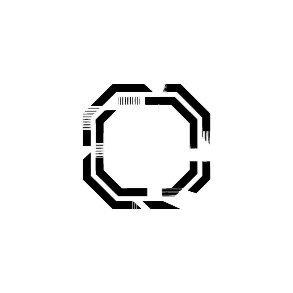 Geometric Octagon Frame in Black and White Minimalist vector