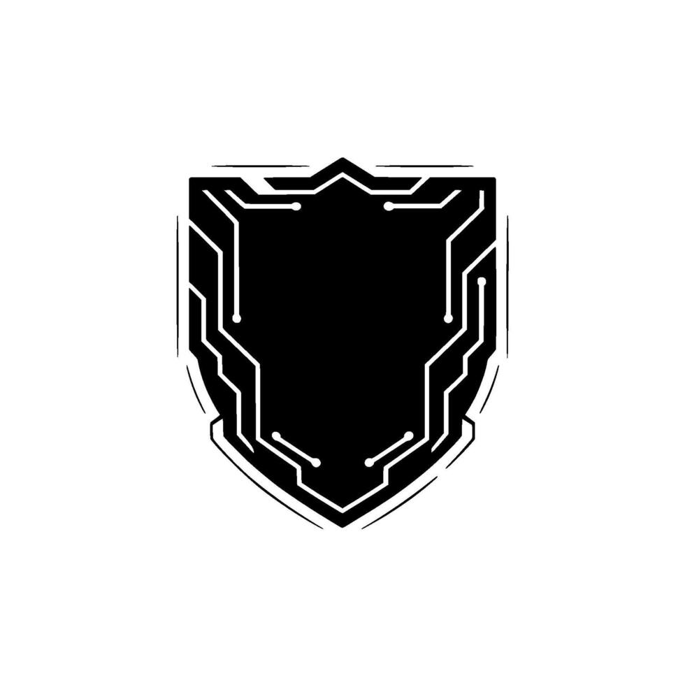 Cyber Security Shield Circuit Board on Gray Background vector